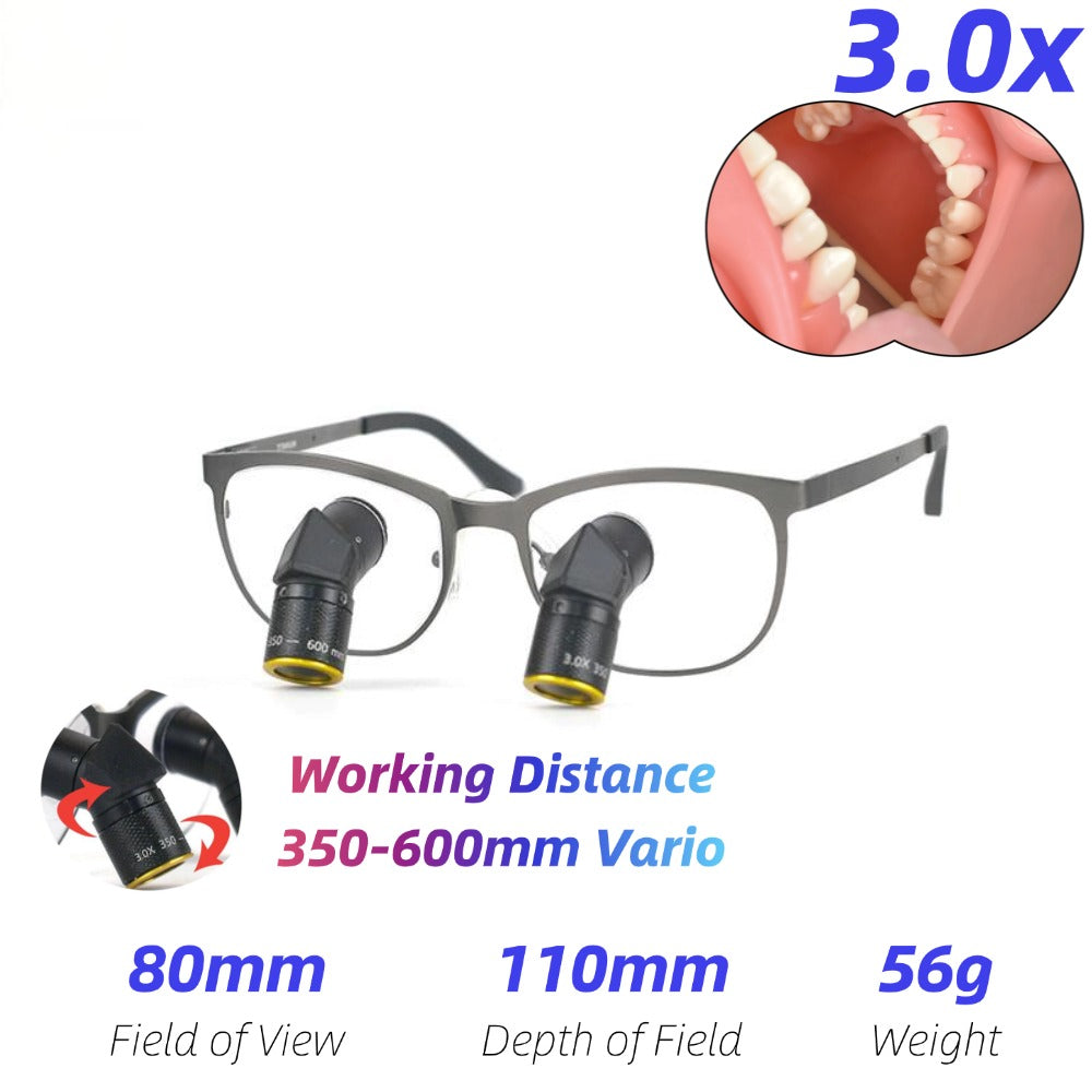 Ergo TTL Ti Vario Dental Loupes 3.0x-8.5x Magnification 350-600mm Adjustable WD