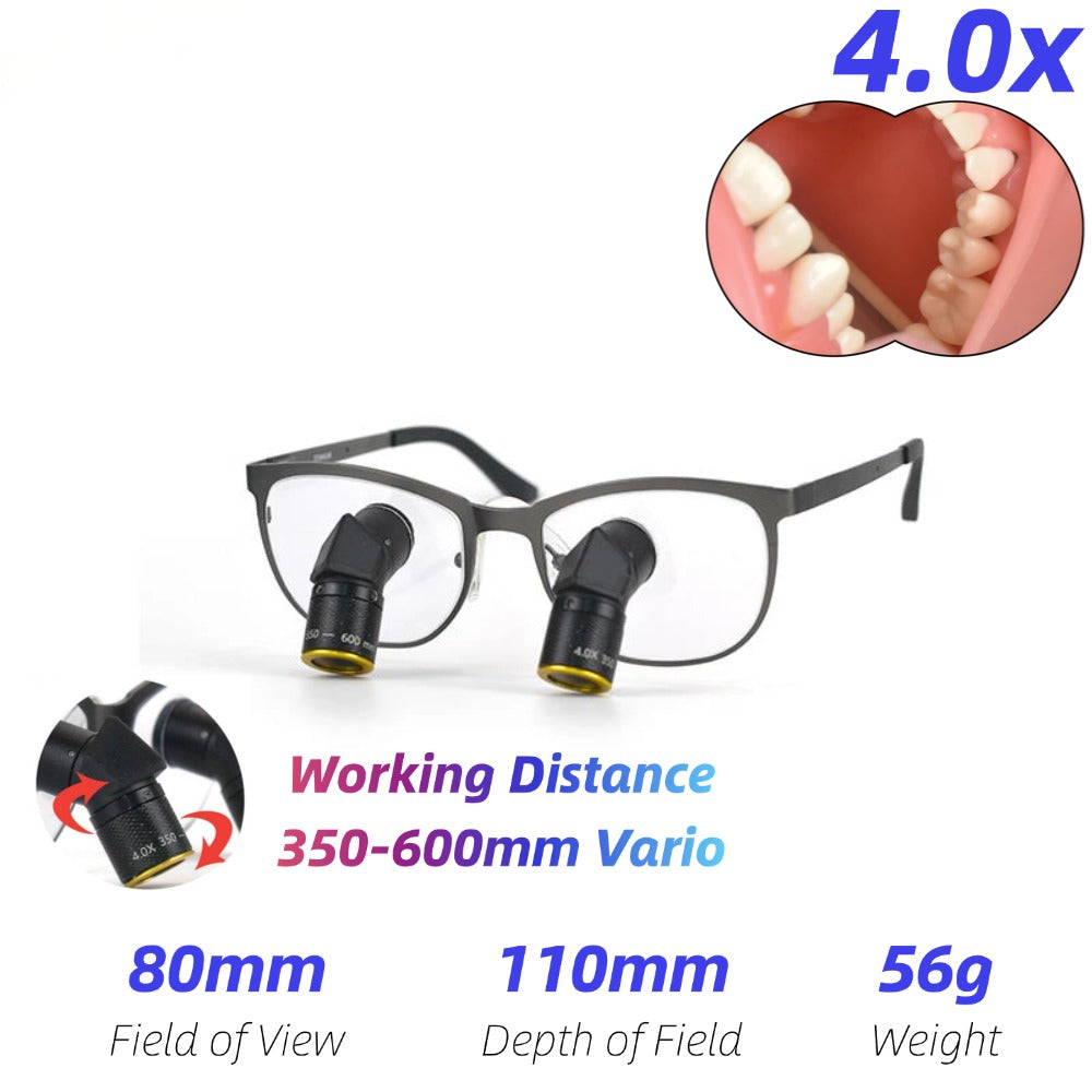 Ergo TTL Ti Vario Dental Loupes 3.0x-8.5x Magnification 350-600mm Adjustable WD