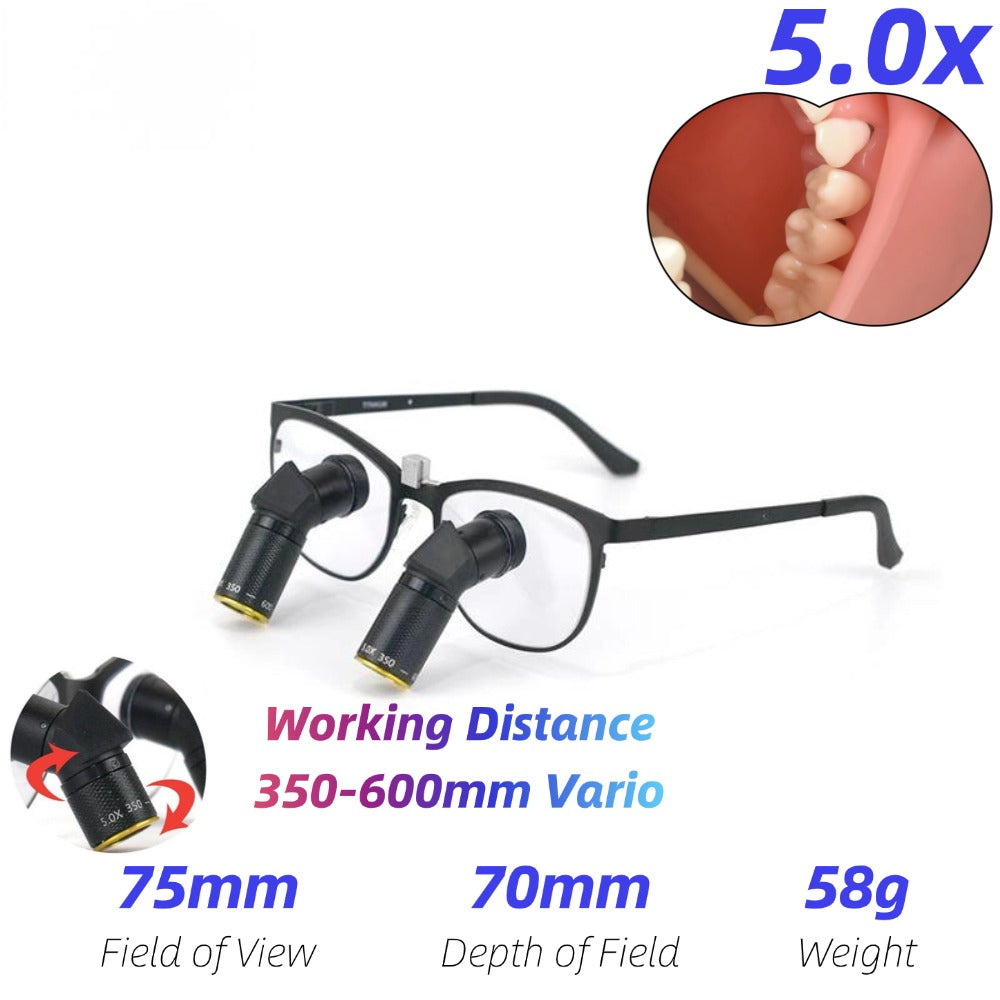 Ergo TTL Ti Vario Dental Loupes 3.0x-8.5x Magnification 350-600mm Adjustable WD
