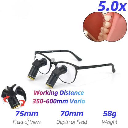 Ergo TTL Ti Vario Dental Loupes 3.0x-8.5x Magnification 350-600mm Adjustable WD