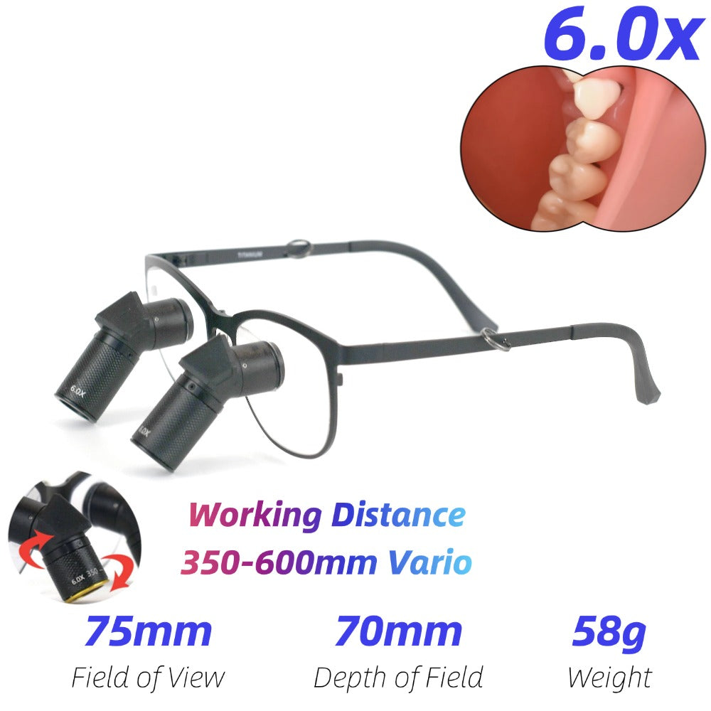 Ergo TTL Ti Vario Dental Loupes 3.0x-8.5x Magnification 350-600mm Adjustable WD