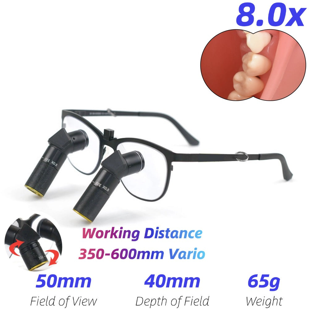 Ergo TTL Ti Vario Dental Loupes 3.0x-8.5x Magnification 350-600mm Adjustable WD