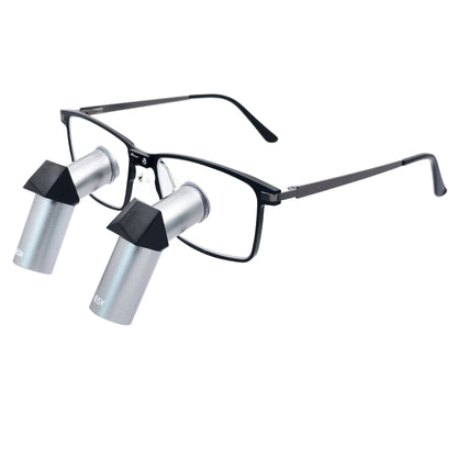 Advanced Ergo TTL Ti Dental Loupes 3.5x-6.5x – Premium Silver Metal Barrel & Aerospace Titanium Frame Edition